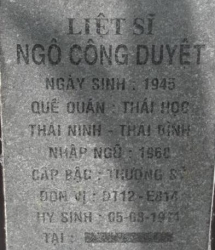 Tìm thân nhân liệt sĩ Ngô Công Duyệt