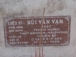 Nhắn tìm thân nhân liệt sỹ Bùi Văn Vạn