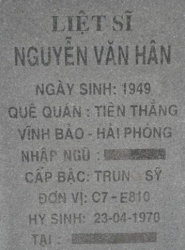 Tìm thân nhân liệt sĩ Nguyễn Văn Hân