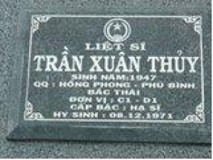 Tìm thân nhân liệt sĩ Trần Xuân Thủy