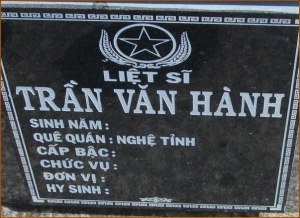 Nhắn tìm thân nhân liệt sỹ  Trần Văn Hành