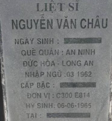 Tìm thân nhân liệt sĩ Nguyễn Văn Châu