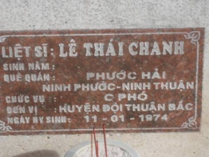 Nhắn tìm thân nhân liệt sỹ Lê Thái Chanh