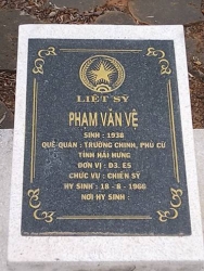 Nhắn tìm thân nhân liệt sỹ  Phạm Văn Vệ