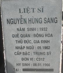 Tìm thân nhân liệt sĩ Nguyễn Hùng Sang