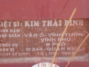 Nhắn tìm thân nhân liệt sỹ Kim Thái Bình