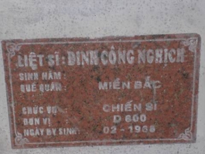 Nhắn tìm thân nhân liệt sỹ Đinh Công Nghịch