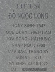 Tìm thân nhân liệt sĩ Đỗ Ngọc Long
