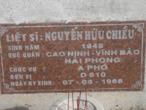 Tìm thân nhân liệt sĩ  Nguyễn Hữu Chiều