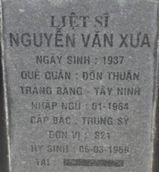 Tìm thân nhân liệt sĩ Nguyễn Văn Xưa