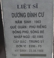 Tìm thân nhân liệt sĩ Dương Đình Cư