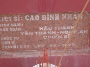 Nhắn tìm thân nhân liệt sỹ  Cao Đình Nhân