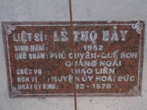 Nhắn tìm thân nhân liệt sỹ Lê Thọ Bảy