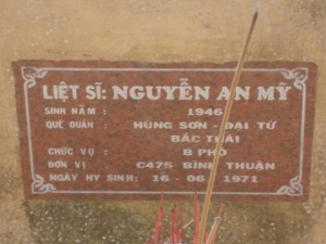 Nhắn tìm thân nhân liệt sỹ  Nguyễn An Mỹ