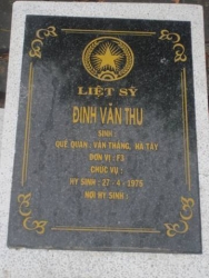 Nhắn tìm thân nhân liệt sỹ  Đinh Văn Thu