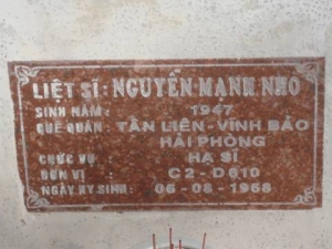 Tìm thân nhân liệt sĩ  Nguyễn Mạnh Nho