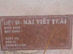 Nhắn tìm thân nhân liệt sĩ Mai Viết Thái