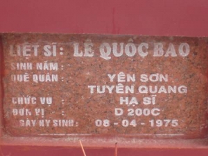 Nhắn tìm thân nhân liệt sỹ  Lê Quốc Bảo