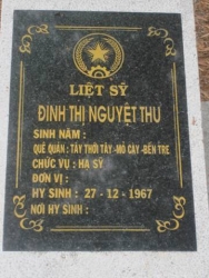 Nhắn Tìm Thân Nhân Liệt Sỹ  Đinh Thị Nguyệt Thu