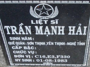 Nhắn tìm thân nhân liệt sỹ  Trần Mạnh Hải