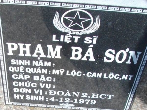 Nhắn tìm thân nhân liệt sỹ  Phạm Bá Sơn