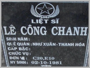 Nhắn tìm thân nhân liệt sỹ  Lê Công Chanh