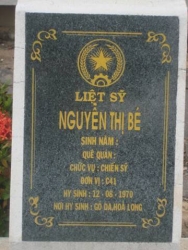 Nhắn tin tìm thân nhân liệt sĩ Nguyễn Thị Bé