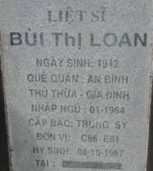 Tìm thân nhân liệt sĩ Bùi Thị Loan