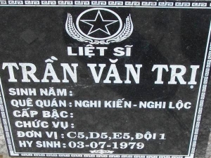 Nhắn tìm thân nhân liệt sỹ Trần Văn Trị