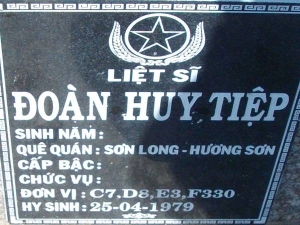 Nhắn tìm thân nhân liệt sỹ Đoàn Huy Tiệp