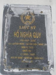 Nhắn tìm thân nhân liệt sỹ Hồ Nghĩa Quy