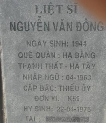 Tìm thân nhân liệt sĩ Nguyễn Văn Đông