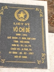 Nhắn tìm thân nhân liệt sỹ Võ Chí Đề