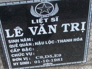 Nhắn tìm thân nhân liệt sỹ Lê Văn Trị