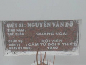 Nhắn tìm thân nhân liệt sỹ  Nguyễn Văn Dỡ