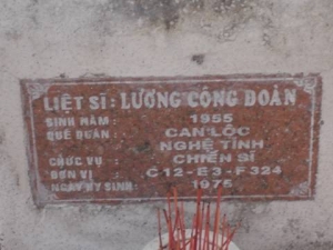 Nhắn tìm thân nhân liệt sỹ  Lương Công Đoàn