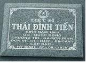 Tìm thân nhân liệt sĩ Thái Đình Tiến