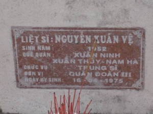 Nhắn tìm thân nhân liệt sỹ Nguyễn Xuân Vệ