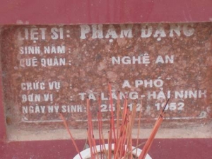 Nhắn tìm thân nhân liệt sỹ  Phạm Đặng