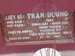 Nhắn tìm thân nhân liệt sỹ Trần Dương