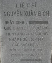 Tìm thân nhân liệt sĩ Nguyễn Xuân Đích