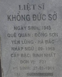 Tìm thân nhân liệt sĩ Khổng Đức Sở