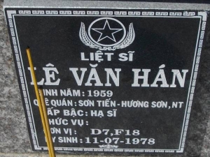Nhắn tìm thân nhân liệt sỹ  Lê Văn Hán