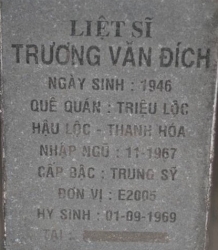 Tìm thân nhân liệt sĩ Trương Văn Đích