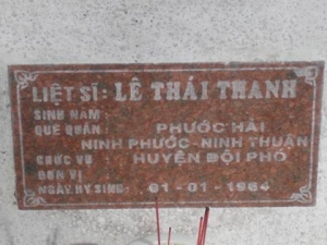 Nhắn tìm thân nhân liệt sỹ  Lê Thái Thanh