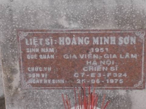 Nhắn tìm thân nhân liệt sỹ  Hoàng Minh Sơn
