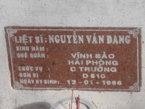 Tìm thân nhân liệt sĩ  Nguyễn Văn Đang
