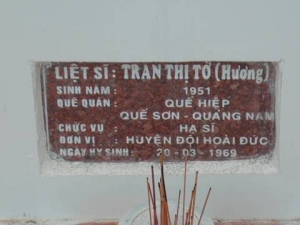 Nhắn tìm thân nhân liệt sỹ  Trần Thị Tơ (Hương)