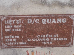 Nhắn tìm thân nhân liệt sĩ Quang