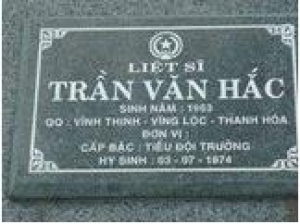 Tìm thân nhân liệt sĩ Trần Văn Hắc